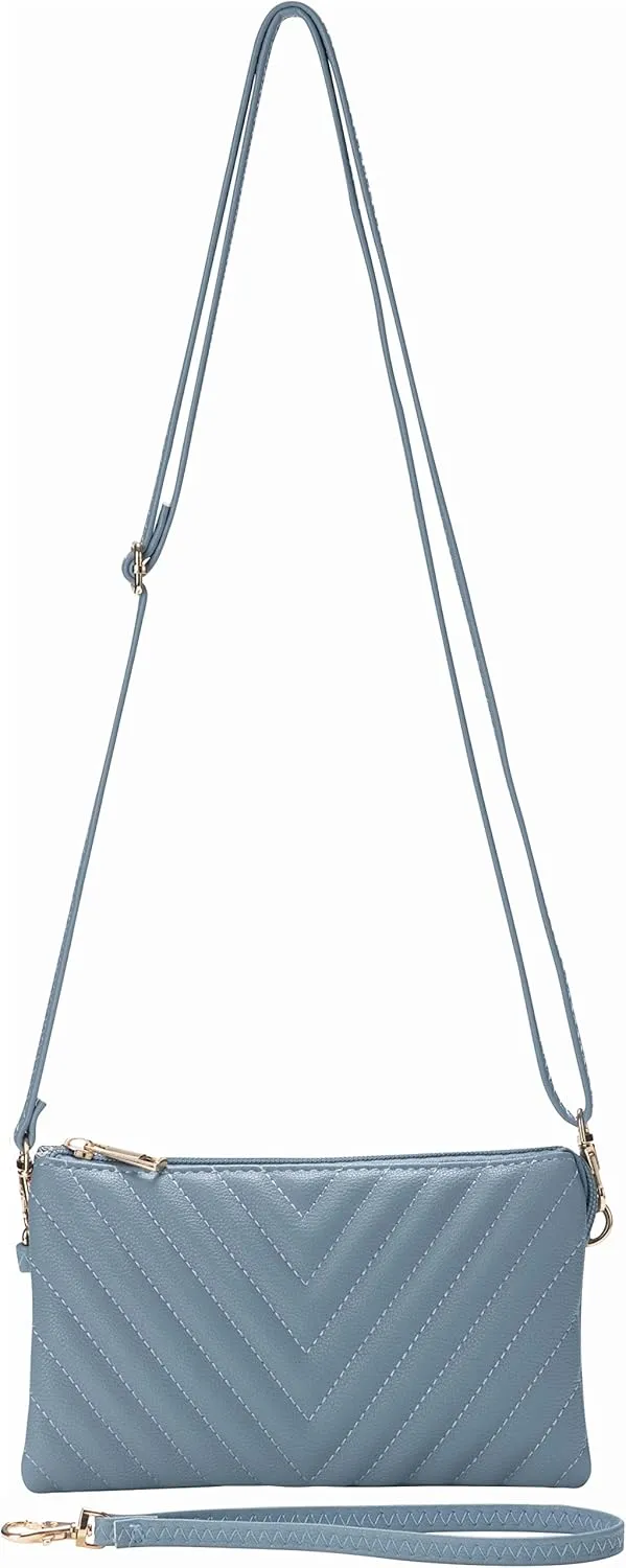 B BRENTANO Vegan Leather Multi-Pocket Crossbody Purse/Clutch with Card Slots, Removable Wristlet & Adjustable Shoulder Strap