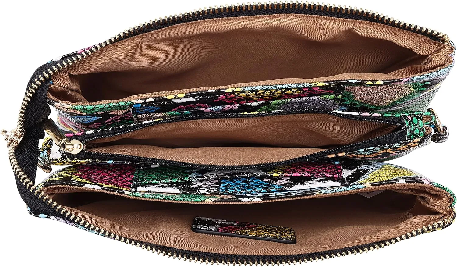 B BRENTANO Vegan Leather Multi-Pocket Crossbody Purse/Clutch with Card Slots, Removable Wristlet & Adjustable Shoulder Strap
