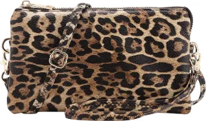 B BRENTANO Vegan Leather Multi-Pocket Crossbody Purse/Clutch with Card Slots, Removable Wristlet & Adjustable Shoulder Strap