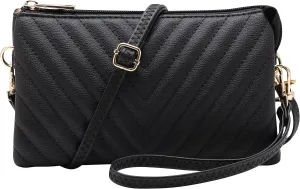 B BRENTANO Vegan Leather Multi-Pocket Crossbody Purse/Clutch with Card Slots, Removable Wristlet & Adjustable Shoulder Strap