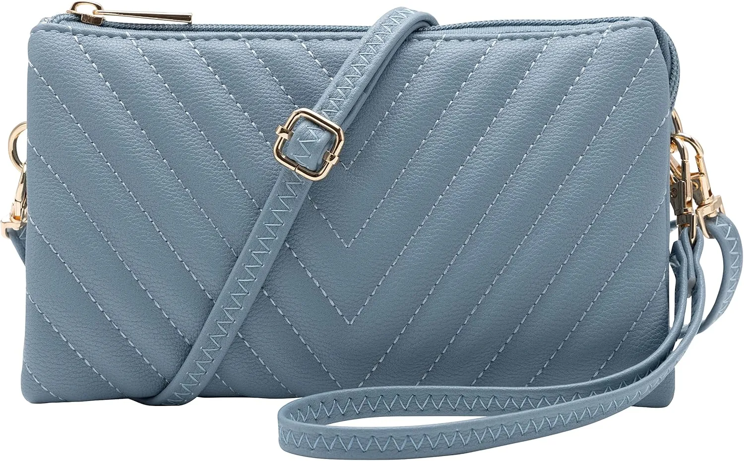 B BRENTANO Vegan Leather Multi-Pocket Crossbody Purse/Clutch with Card Slots, Removable Wristlet & Adjustable Shoulder Strap