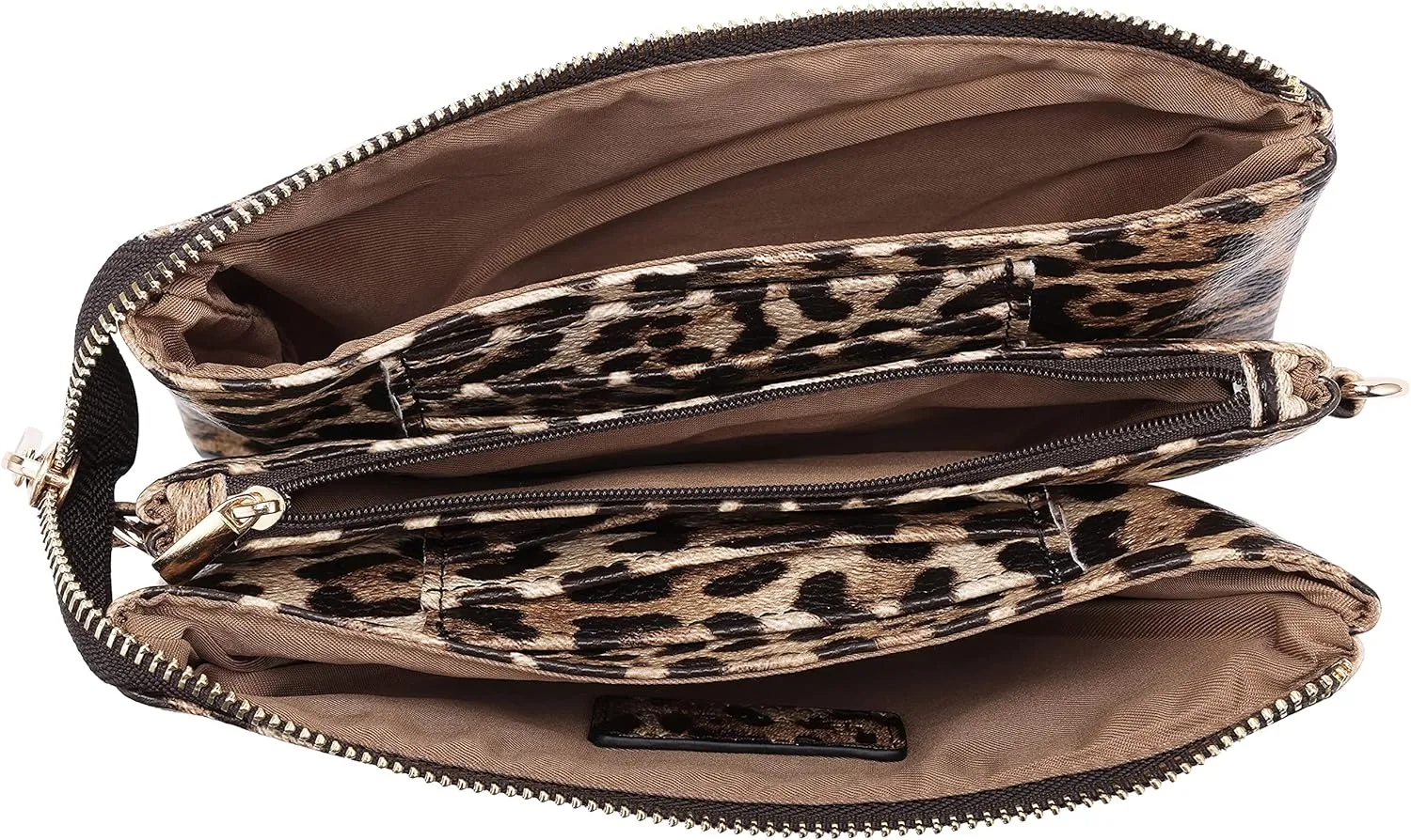 B BRENTANO Vegan Leather Multi-Pocket Crossbody Purse/Clutch with Card Slots, Removable Wristlet & Adjustable Shoulder Strap