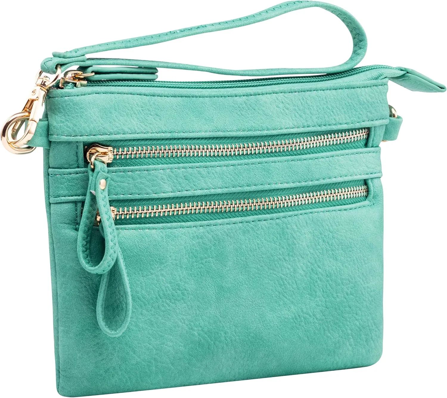 B BRENTANO Vegan Mini Multi-Zipper Crossbody Handbag Purse with Tassel Accents