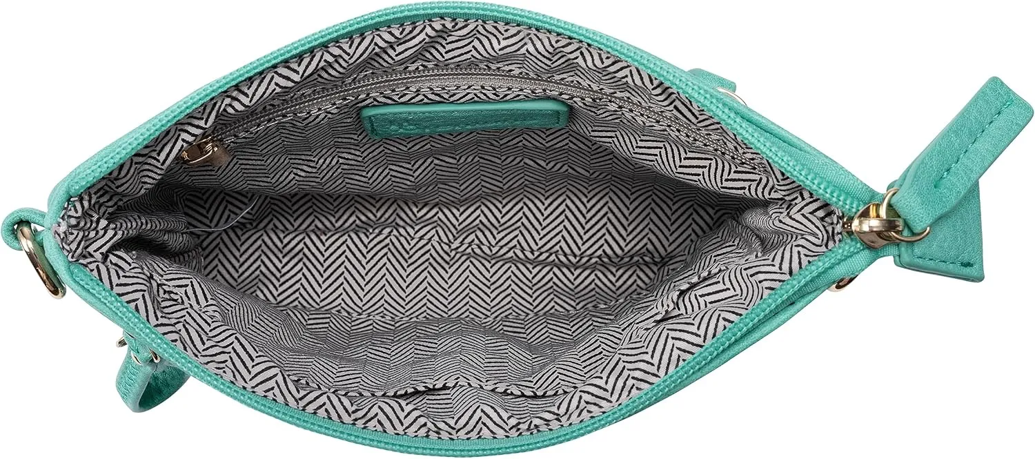 B BRENTANO Vegan Mini Multi-Zipper Crossbody Handbag Purse with Tassel Accents