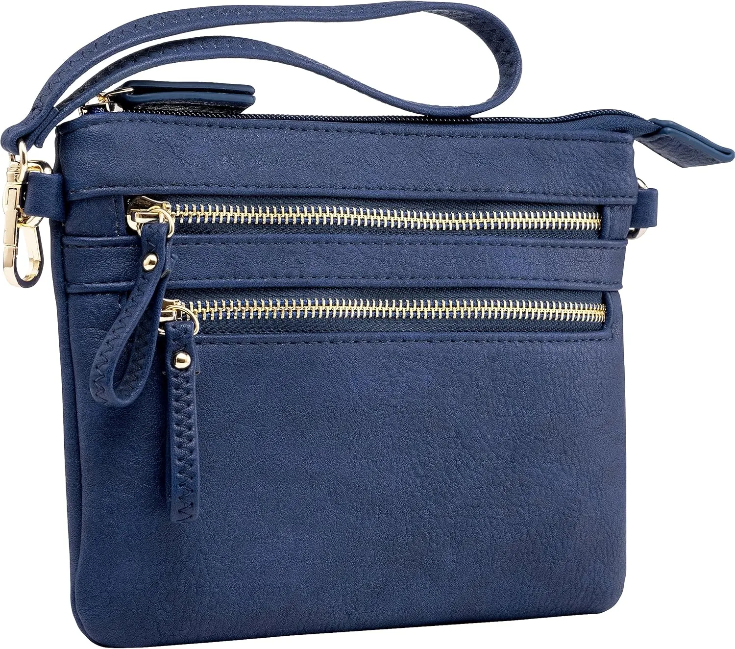 B BRENTANO Vegan Mini Multi-Zipper Crossbody Handbag Purse with Tassel Accents