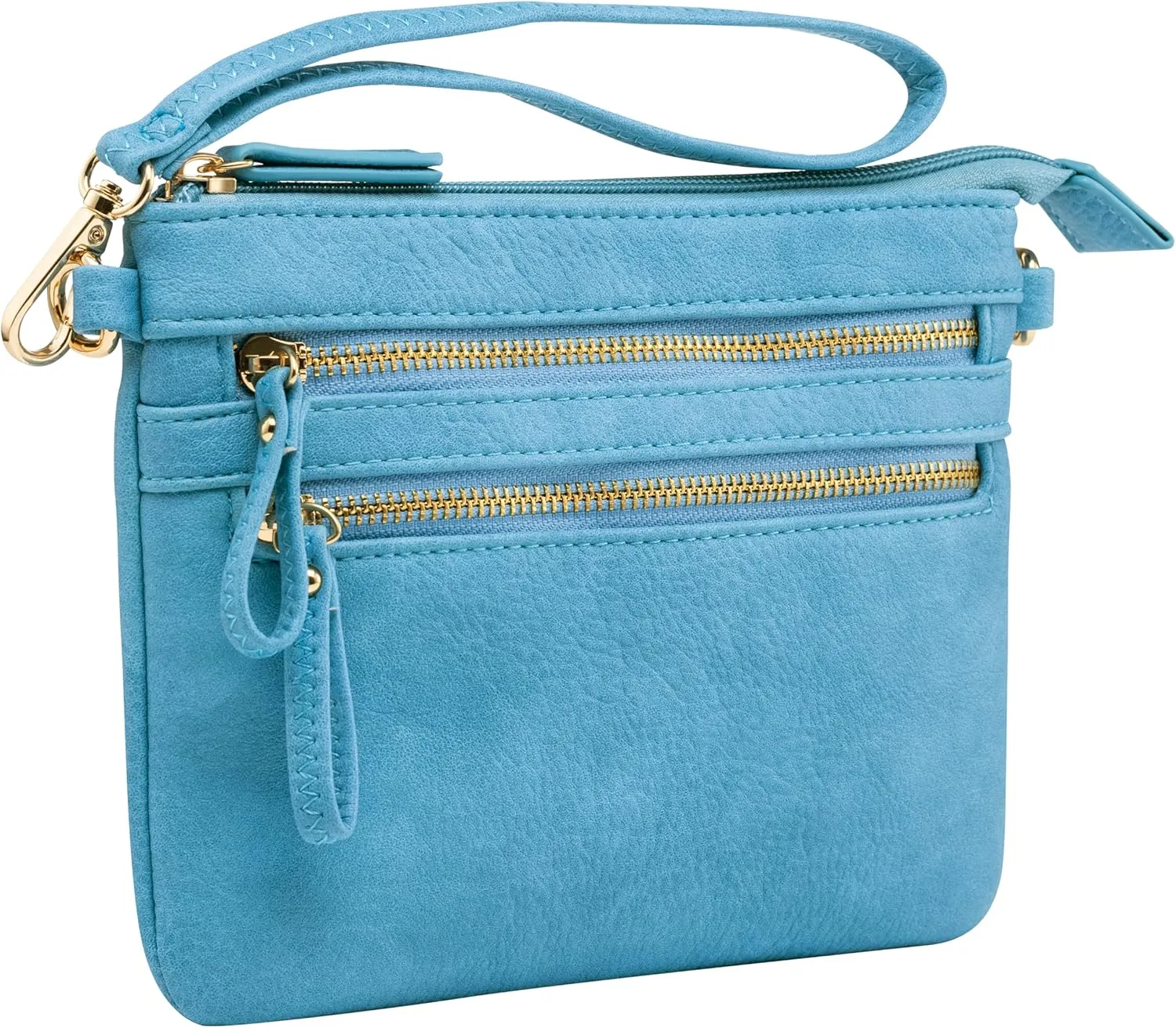 B BRENTANO Vegan Mini Multi-Zipper Crossbody Handbag Purse with Tassel Accents