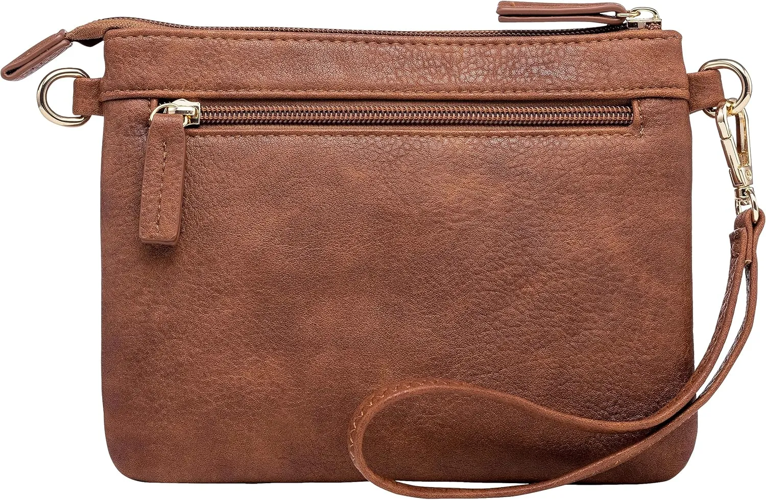 B BRENTANO Vegan Mini Multi-Zipper Crossbody Handbag Purse with Tassel Accents