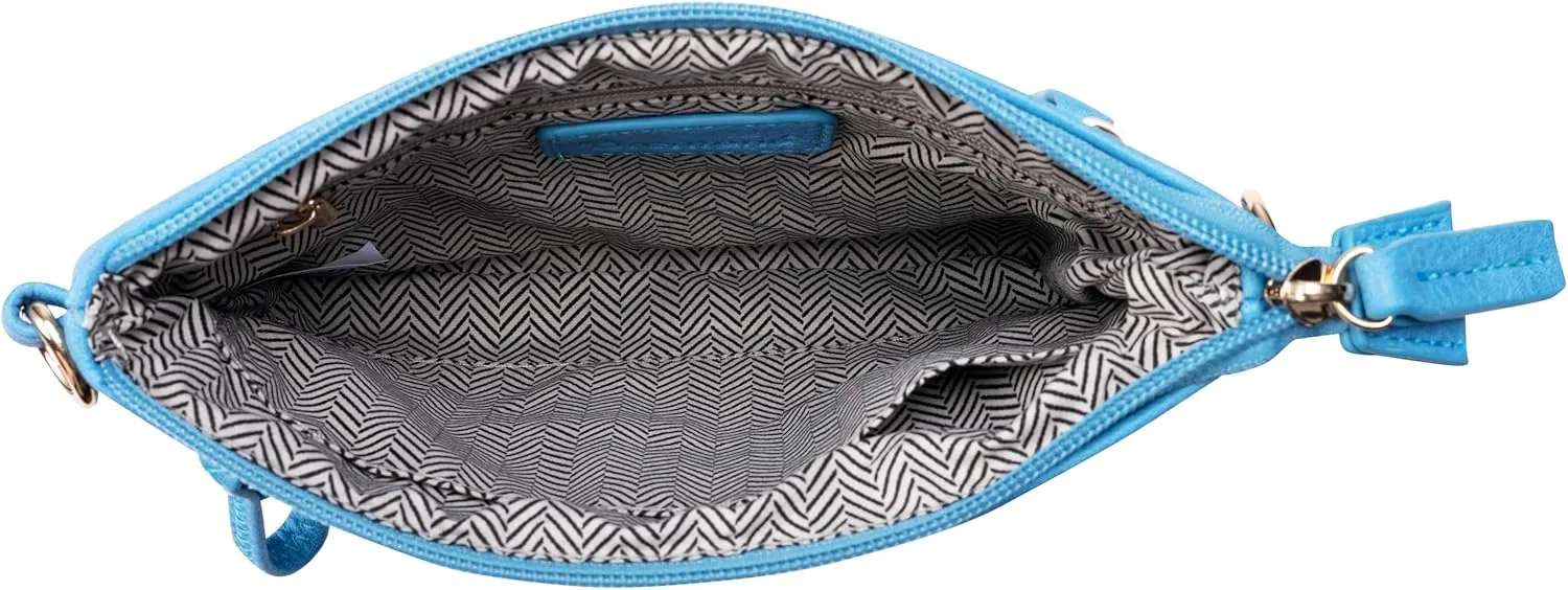 B BRENTANO Vegan Mini Multi-Zipper Crossbody Handbag Purse with Tassel Accents