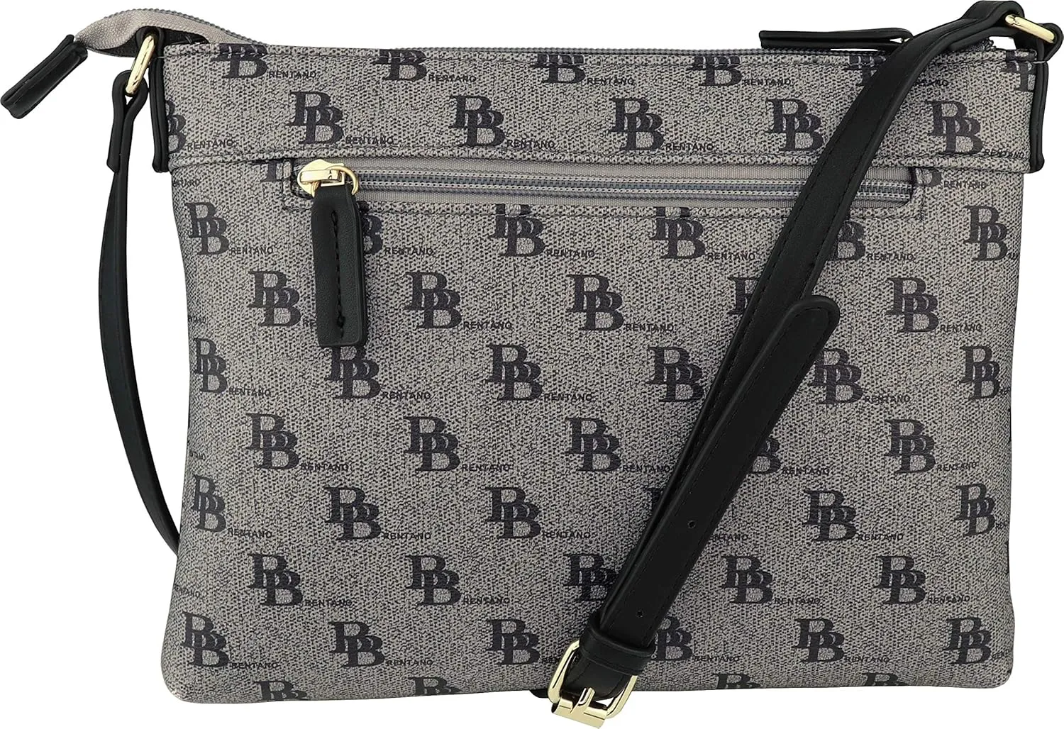 B BRENTANO Vegan Multi-Zipper Crossbody Handbag Purse with Tassel Accents