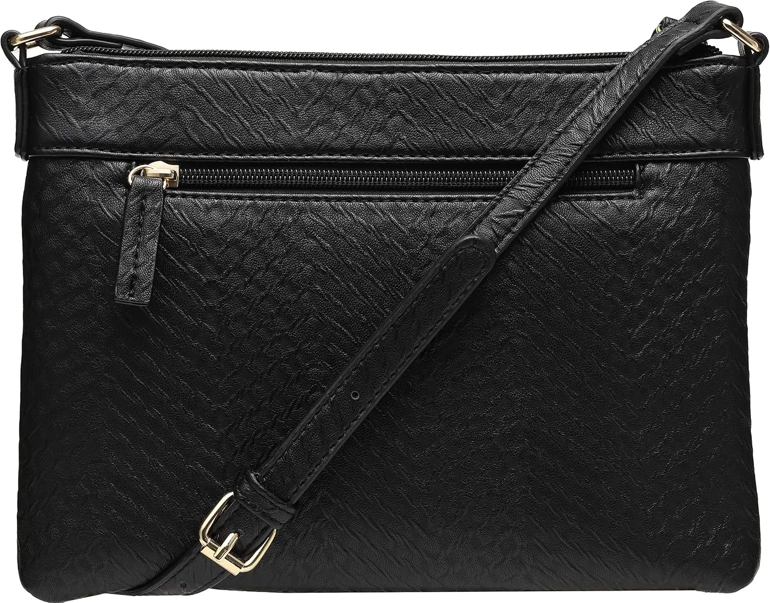 B BRENTANO Vegan Multi-Zipper Crossbody Handbag Purse with Tassel Accents