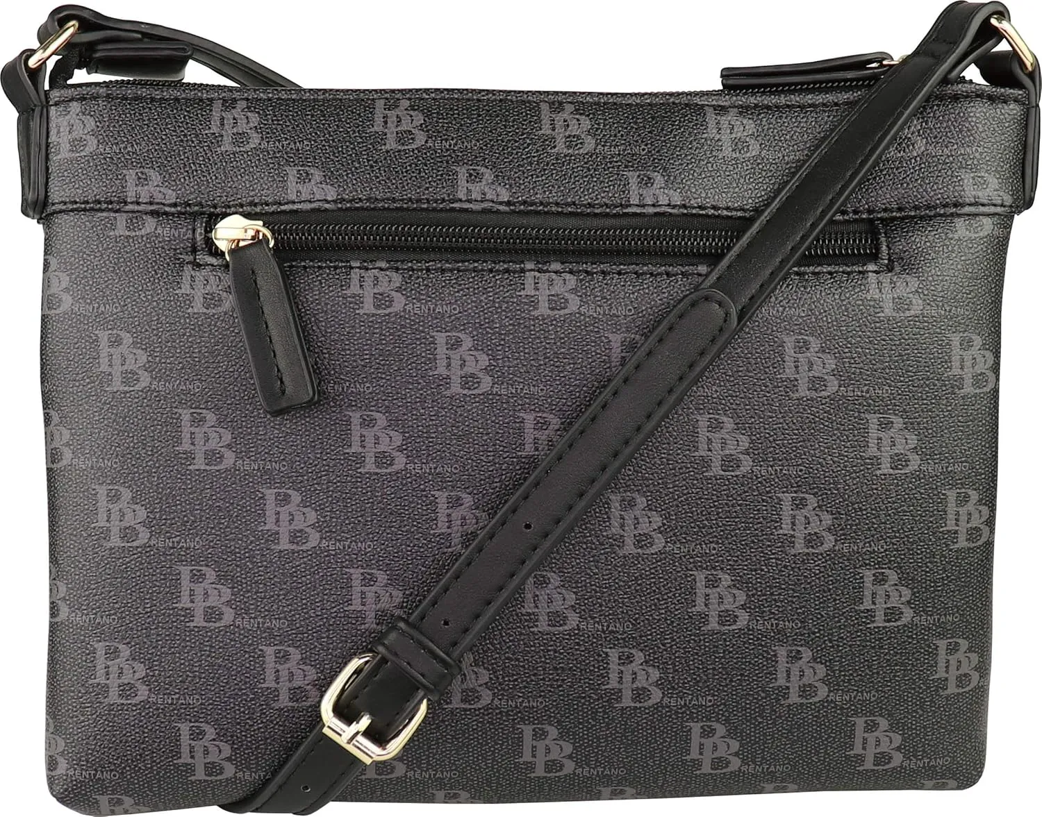 B BRENTANO Vegan Multi-Zipper Crossbody Handbag Purse with Tassel Accents