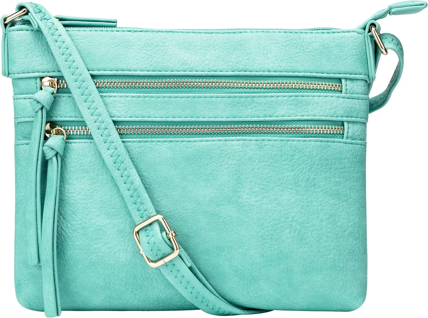 B BRENTANO Vegan Multi-Zipper Crossbody Handbag Purse with Tassel Accents