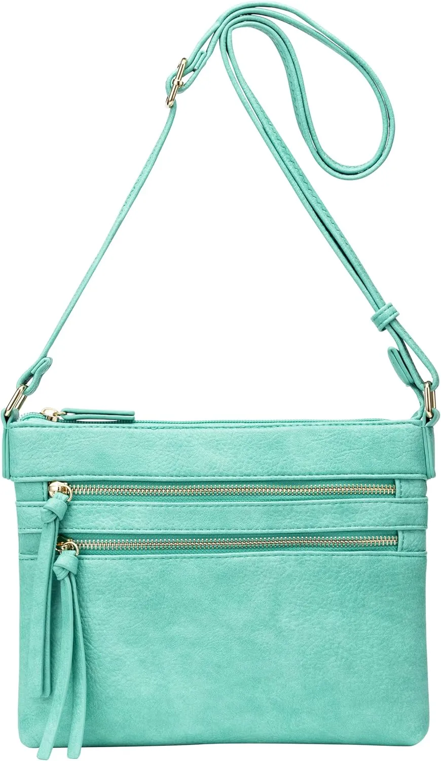 B BRENTANO Vegan Multi-Zipper Crossbody Handbag Purse with Tassel Accents
