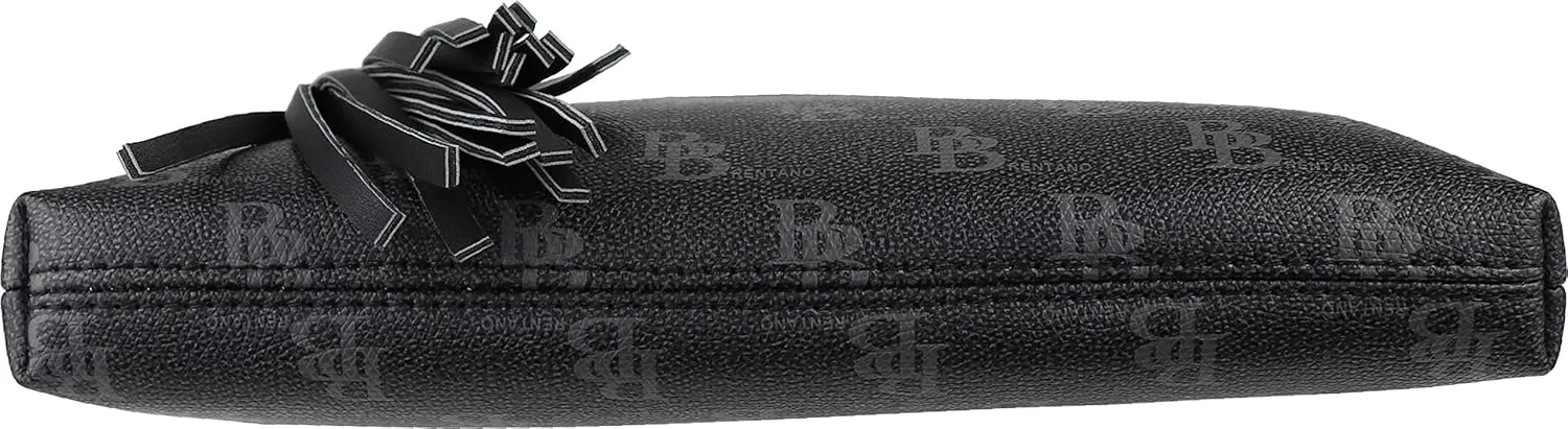 B BRENTANO Vegan Multi-Zipper Crossbody Handbag Purse with Tassel Accents