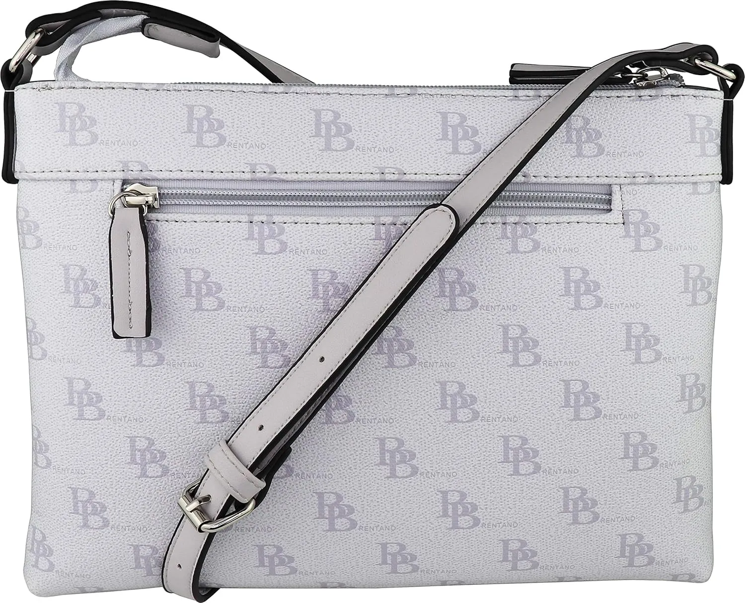 B BRENTANO Vegan Multi-Zipper Crossbody Handbag Purse with Tassel Accents