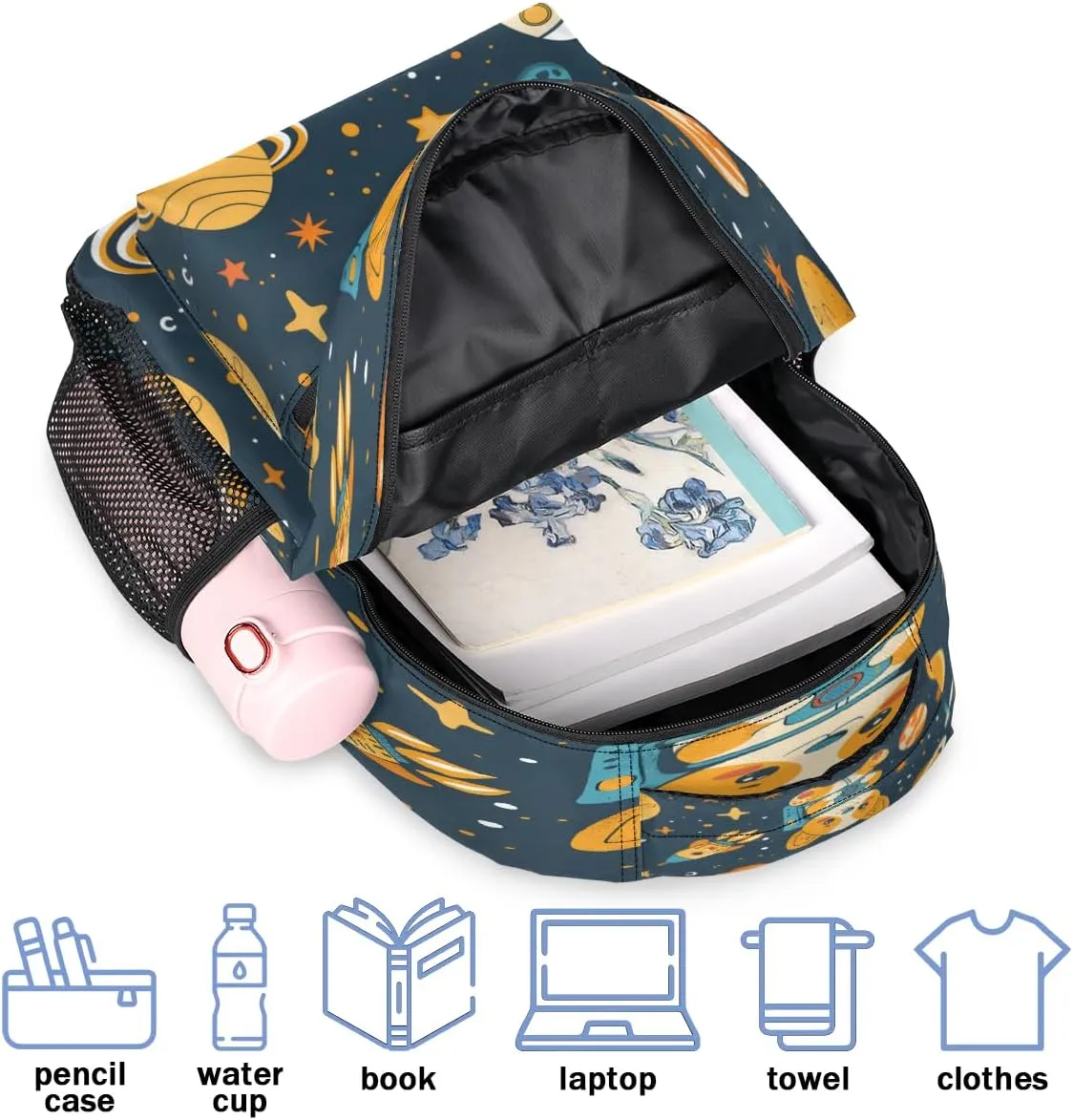 Backpack for Women Men, Waterproof Animals Dogs Casual Back Pack, Lightweight Outer Space Daypack Bag for Travel Camping Work