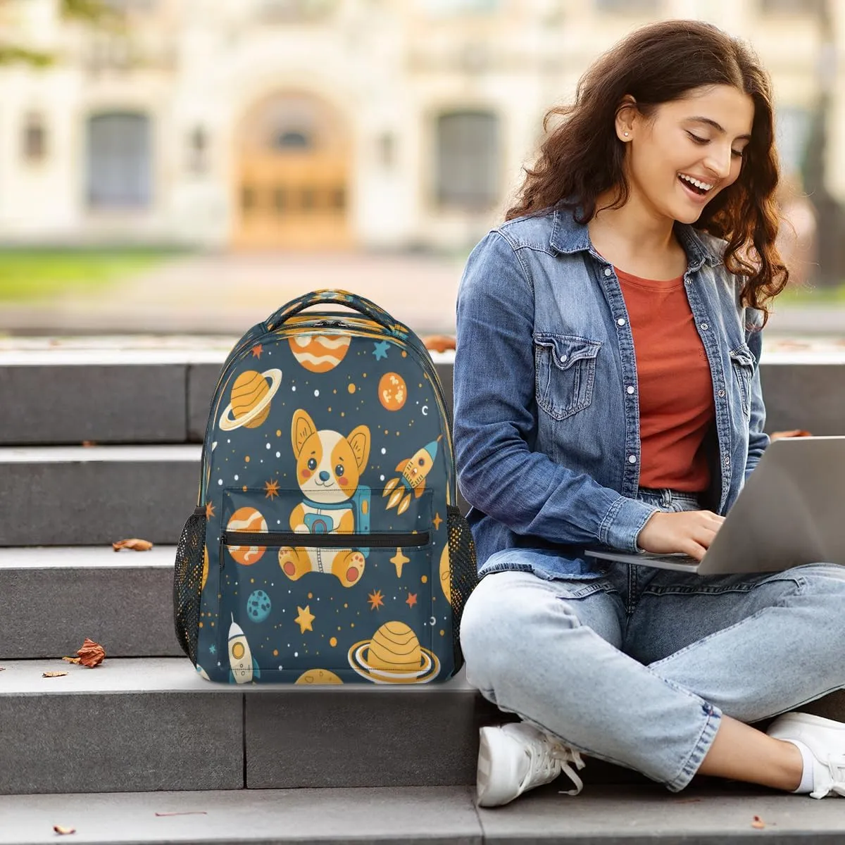 Backpack for Women Men, Waterproof Animals Dogs Casual Back Pack, Lightweight Outer Space Daypack Bag for Travel Camping Work