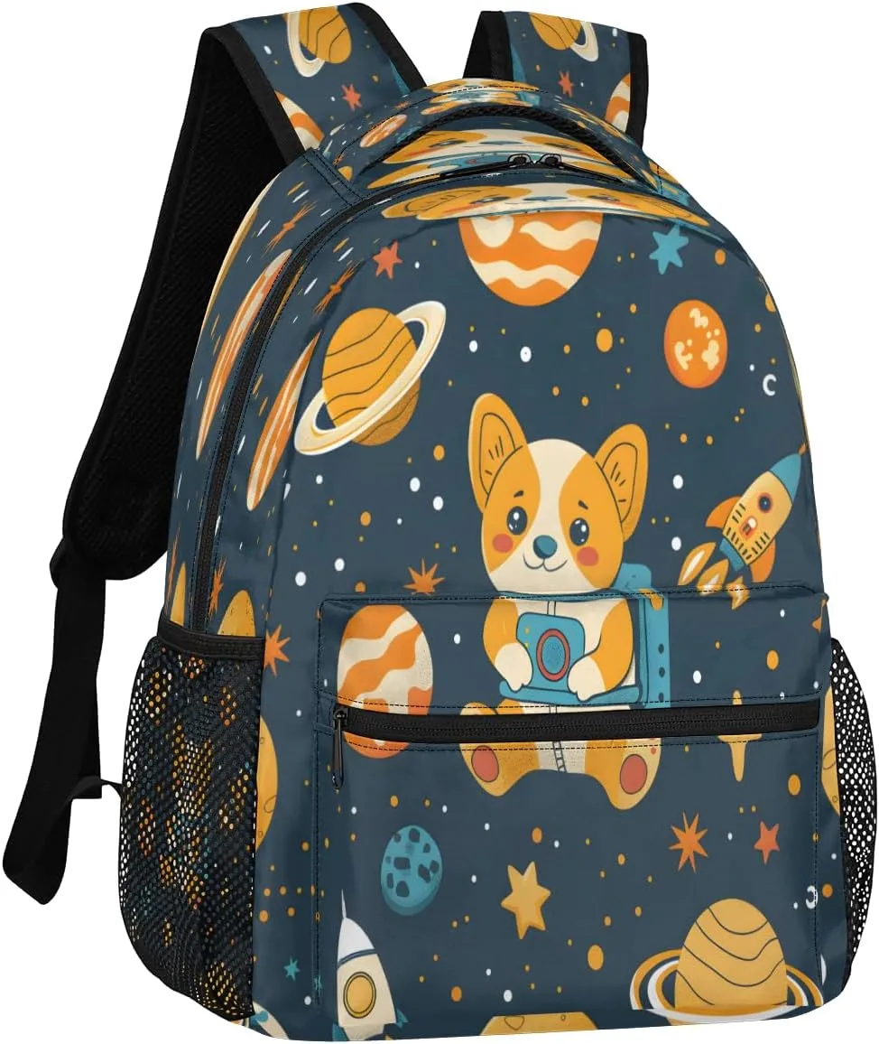 Backpack for Women Men, Waterproof Animals Dogs Casual Back Pack, Lightweight Outer Space Daypack Bag for Travel Camping Work