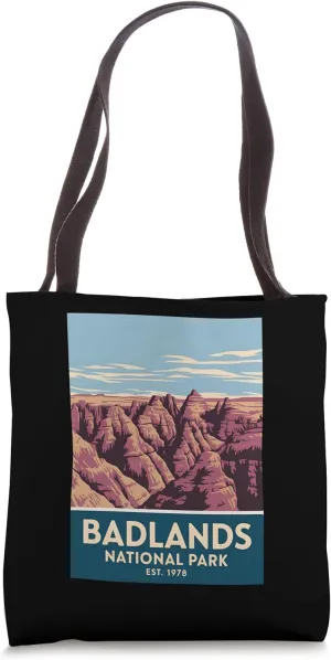 Badlands National Park Vintage Camping Hiking Men Women Kids Tote Bag
