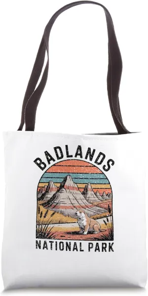 Badlands National Park Vintage Travel Adventure Wildlife Tote Bag