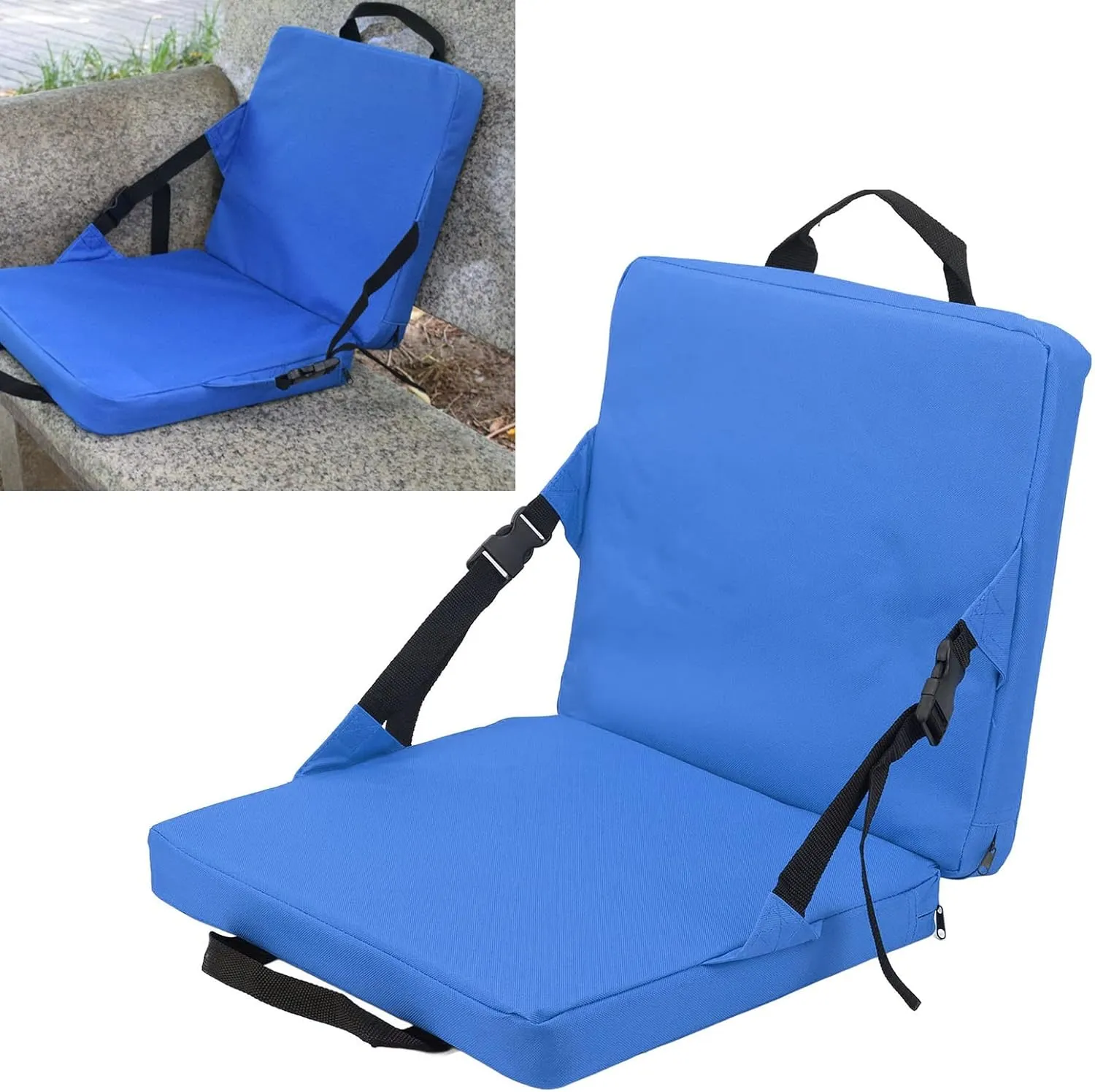 BAFOVY Outdoor Chair with Backrest, Suitable for Camping, Stadium, and Beach Scenes, Small and Compact, Portable Cushion, Storage Pocket, Wear and, Suitable for Lawn, Football Field,