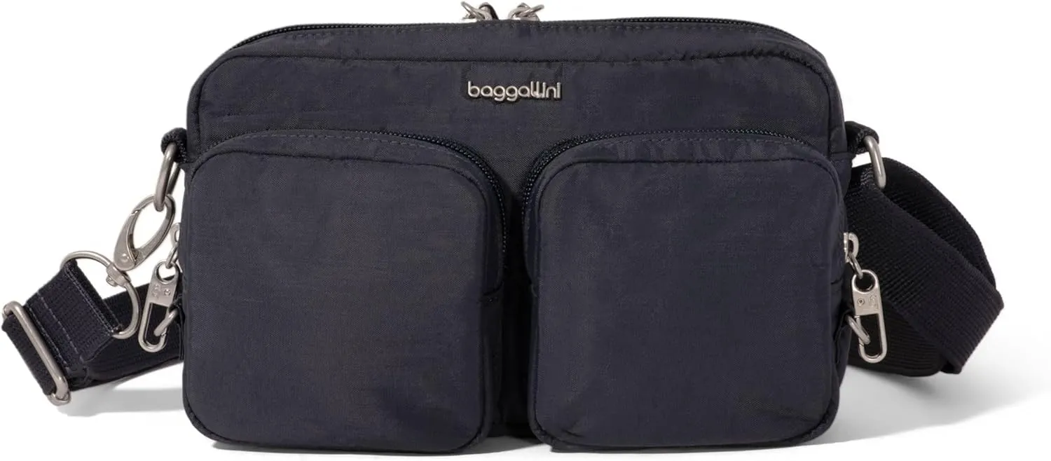 Baggallini Securtex Anti-Theft Treasure Crossbody 9"x5.5" Lightweight Travel Purse with RFID Card Slots Locking Zippers