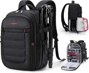 BAGSMART Camera Bag, DSLR SLR Small Camera Backpack Fits 13 Inch Laptop, Photography Backpacks with Rain Cover & Tripod Holder, Black