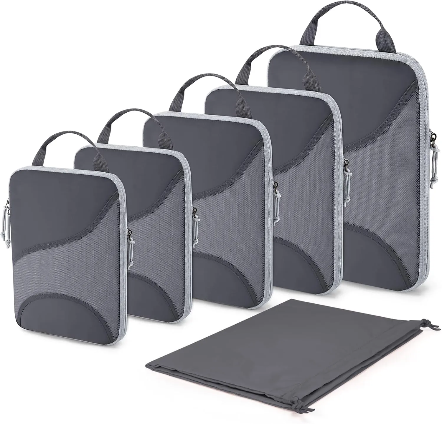 BAGSMART Compression Packing Cubes - 6 Set Travel Packing Cubes for Suitcases, Compression Suitcase Organizers with Shoe Bag