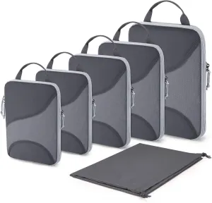 BAGSMART Compression Packing Cubes - 6 Set Travel Packing Cubes for Suitcases, Compression Suitcase Organizers with Shoe Bag