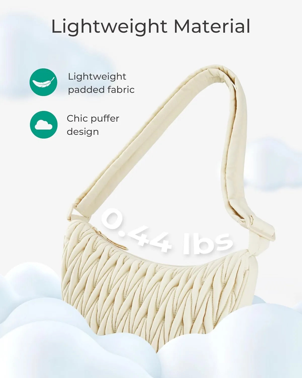BAGSMART Nylon Crossbody Bags for Women, Quilted Crossbody Purses Crescent Shoulder Bag Hobo Handbags with Adjustable Strap