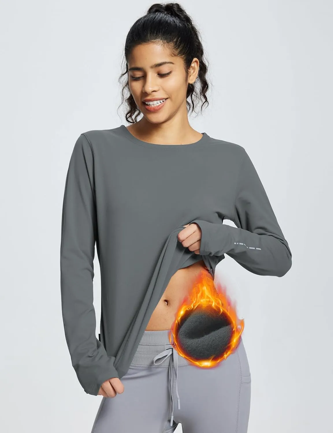 baleaf Thermal Long Sleeve Women Shirts Winter Clothes Cowl Neck Warm Fleece Base Layer Tops with Balaclava and Thumbholes