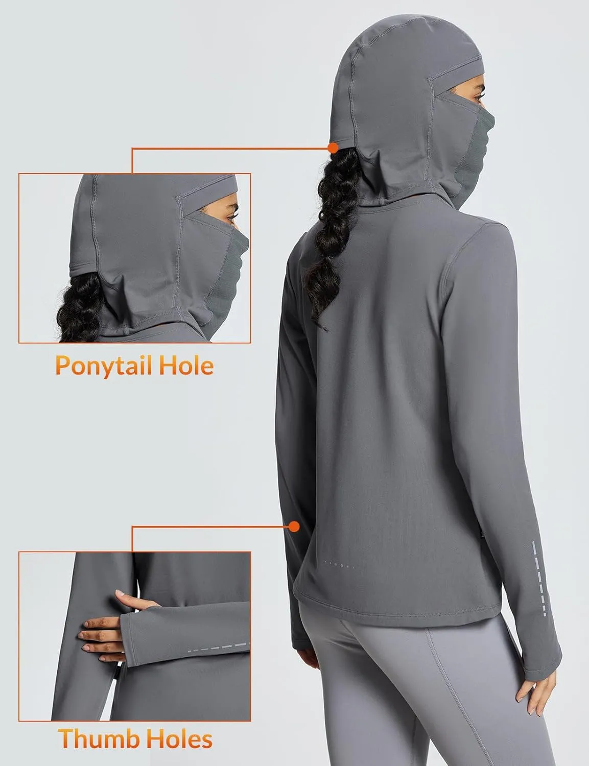 baleaf Thermal Long Sleeve Women Shirts Winter Clothes Cowl Neck Warm Fleece Base Layer Tops with Balaclava and Thumbholes