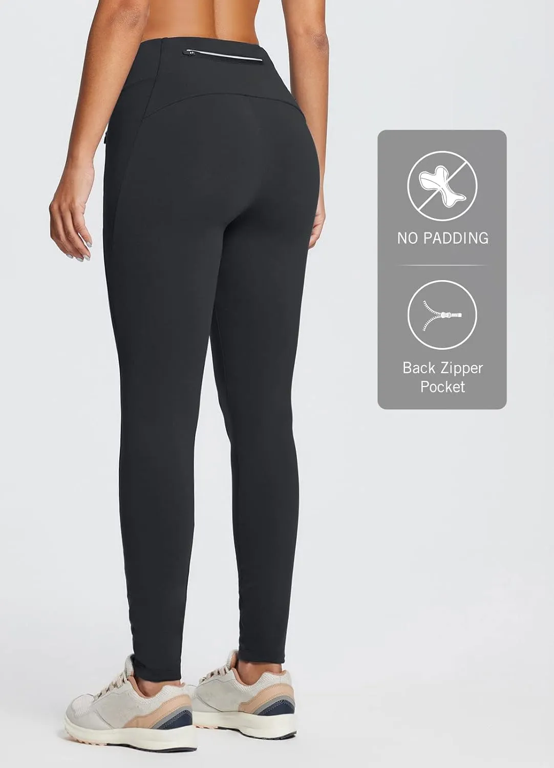 baleaf Women's Fleece Lined Leggings Water Resistant Winter Clothes Running Tights Cold Weather Hiking Pants Zip Pockets