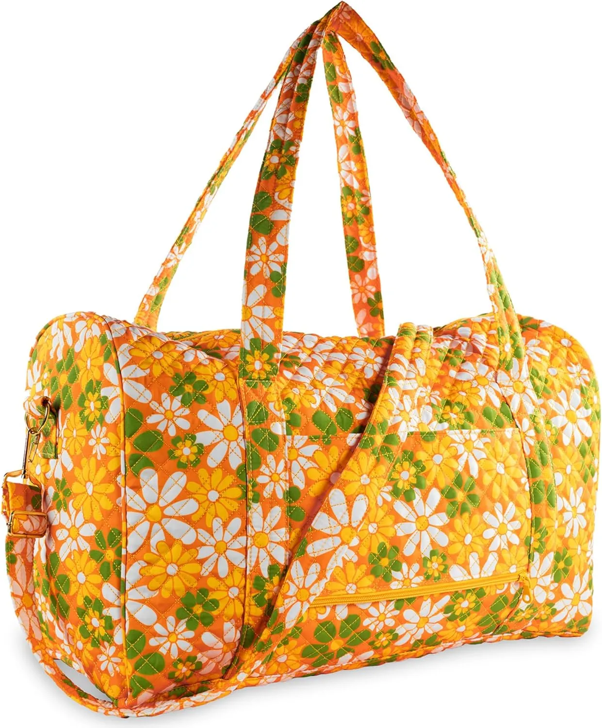 ban.do Quilted Duffel Bag for Women, Large Carry On Travel Weekend Bag with Top and Shoulder Straps, Retro Floral