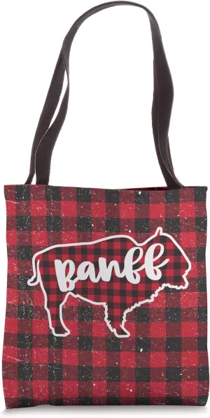 Banff National Park Bison Alberta Canada Souvenir Plaid Tote Bag