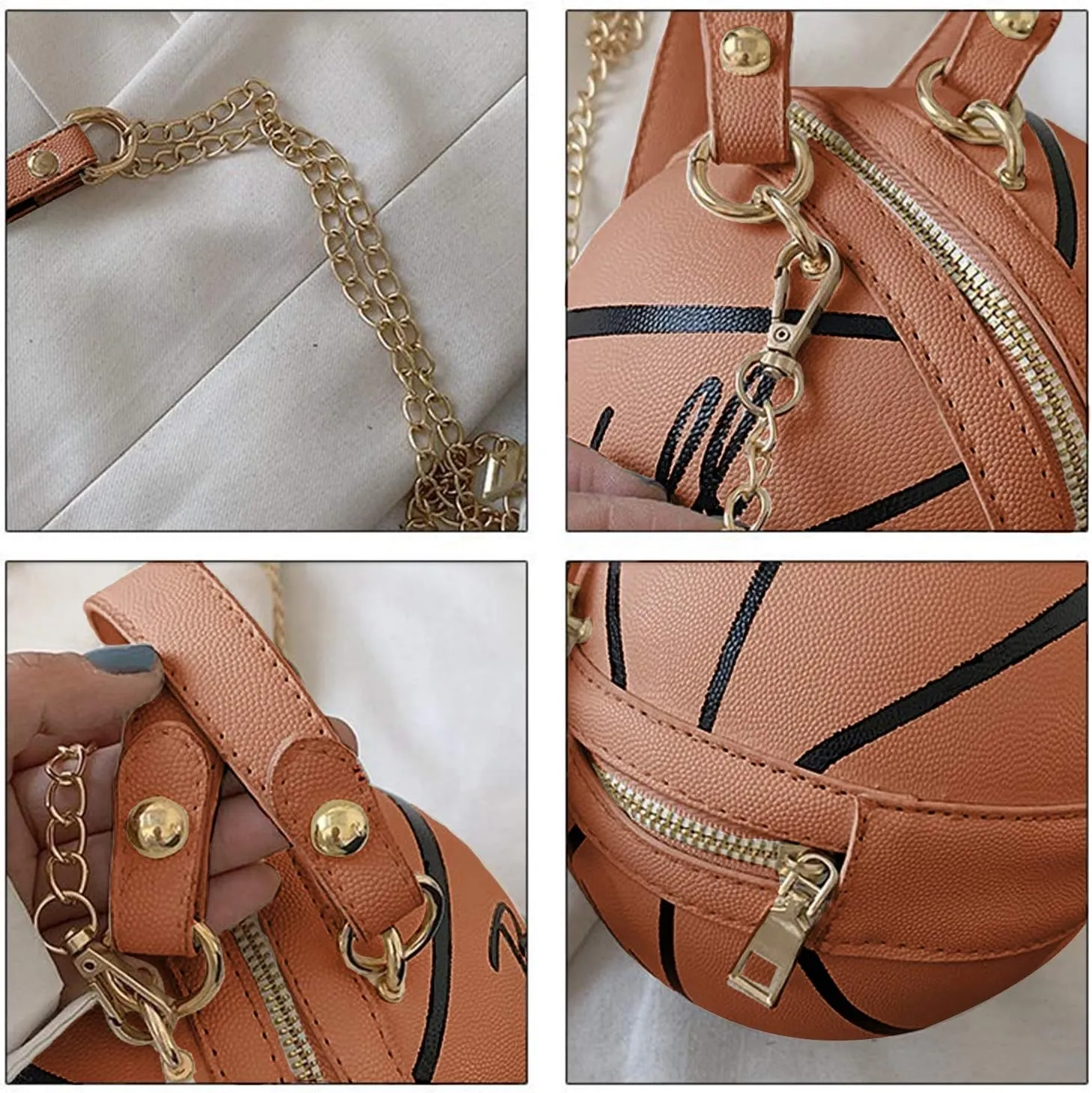 Basketball Purse For Women Novelty Crossbody Purses Small Cute Tote Bag PU Leather Round Handbags