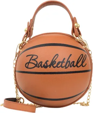 Basketball Purse For Women Novelty Crossbody Purses Small Cute Tote Bag PU Leather Round Handbags