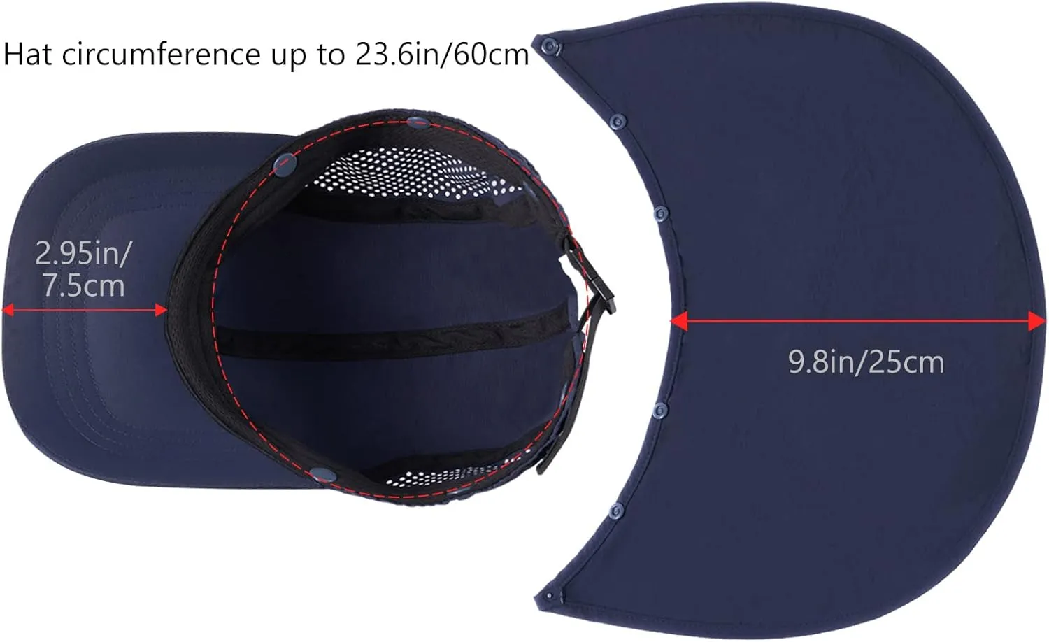 BASSDASH UPF 50  Foldable Fishing Hat Baseball Cap with Removable Neck Flap Portable for Men Women Golf Hiking