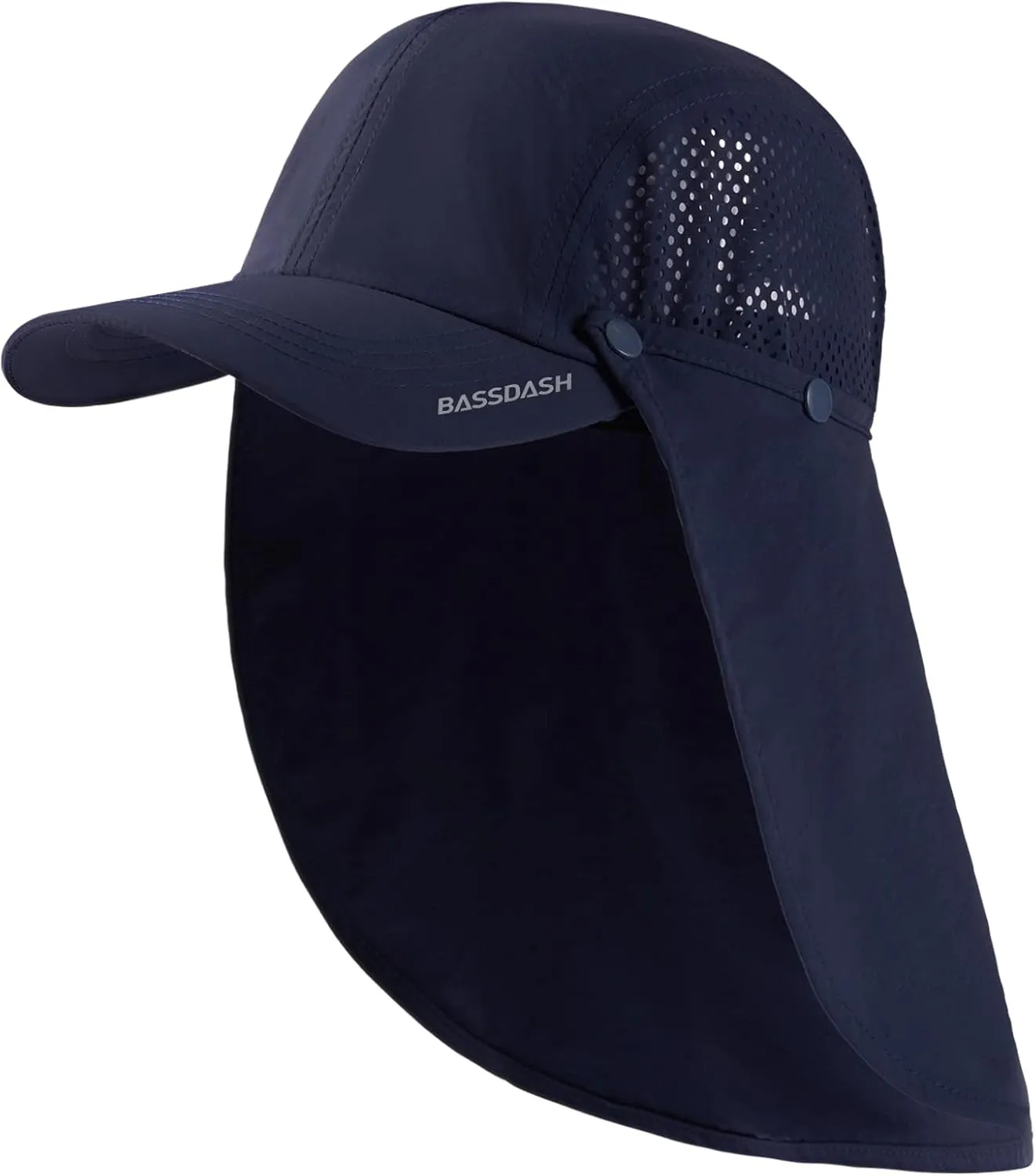 BASSDASH UPF 50  Foldable Fishing Hat Baseball Cap with Removable Neck Flap Portable for Men Women Golf Hiking
