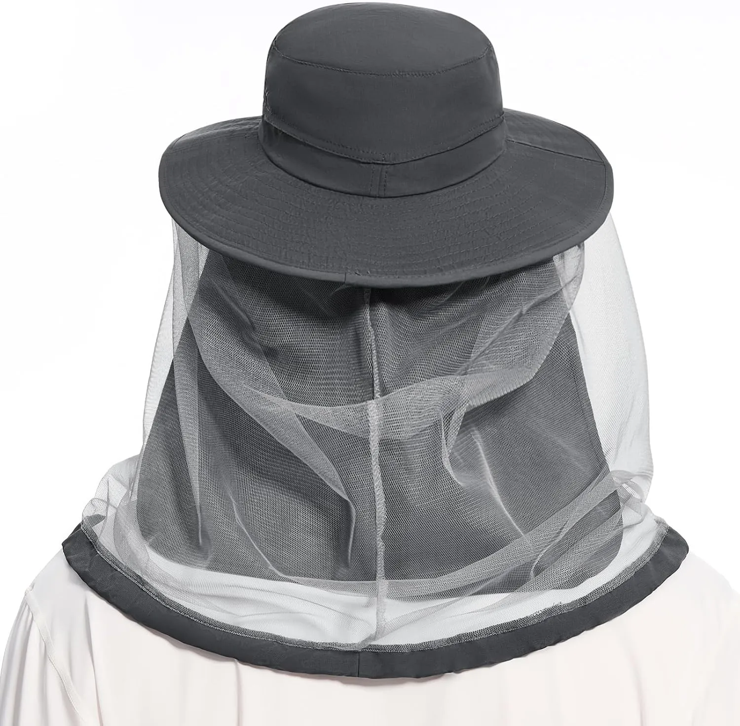 BASSDASH UPF 50  Mosquito Net Hat with Stowable Neck Flap for Men Women Outdoor Fishing Hiking Camping Gardening FH17