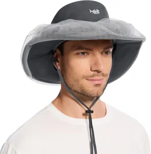 BASSDASH UPF 50  Mosquito Net Hat with Stowable Neck Flap for Men Women Outdoor Fishing Hiking Camping Gardening FH17