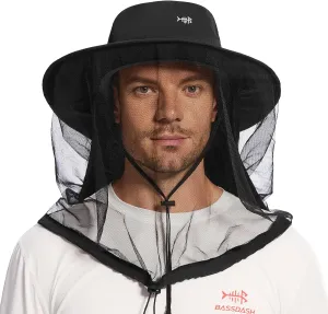 BASSDASH UPF 50  Mosquito Net Hat with Stowable Neck Flap for Men Women Outdoor Fishing Hiking Camping Gardening FH17