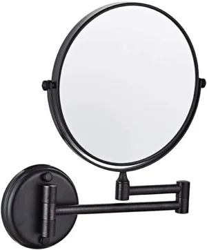 Bathroom Mirror Wall Mount, Vanity Mirror Round 3X Magnification 8inch Makeup Mirror Double Sided Cosmetic Mirror Extendable Shaving in Bedroom,Black