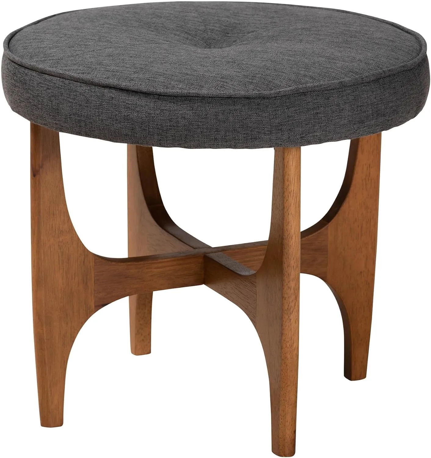Baxton Studio Theo Footstool, One Size, Dark Grey/Walnut Brown