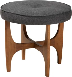 Baxton Studio Theo Footstool, One Size, Dark Grey/Walnut Brown