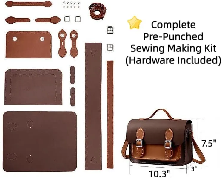 BEABLINGER DIY Purse Bag Satchel Making Kit Cambridge Sewing Pattern Wallet PU Leather Material Craft Tool Set Handmade Handbag Shoulder Bag pdf Sew Knit Stitch Woman Girl Birthday Holiday Day Gift