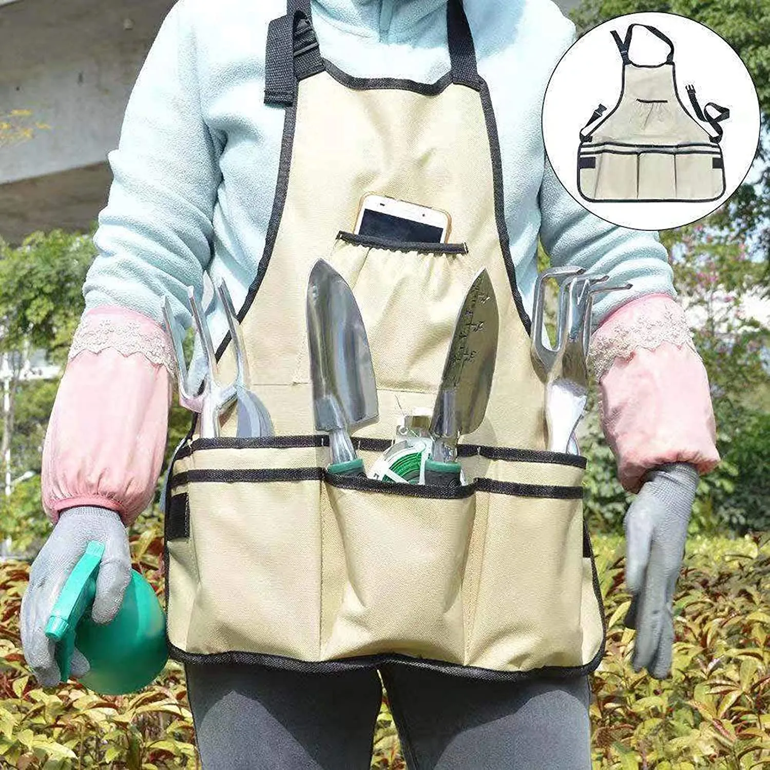 Beauty HAO Garden Tools Set,Gardening Tools for Woman Man Gardening Kit 11 Pieces,Gardening Tools for Gardening Gifts,Heavy Duty Aluminum Hand Tool,Handle Gardening Planting Tool Set with Apron,Storage Tote Bag
