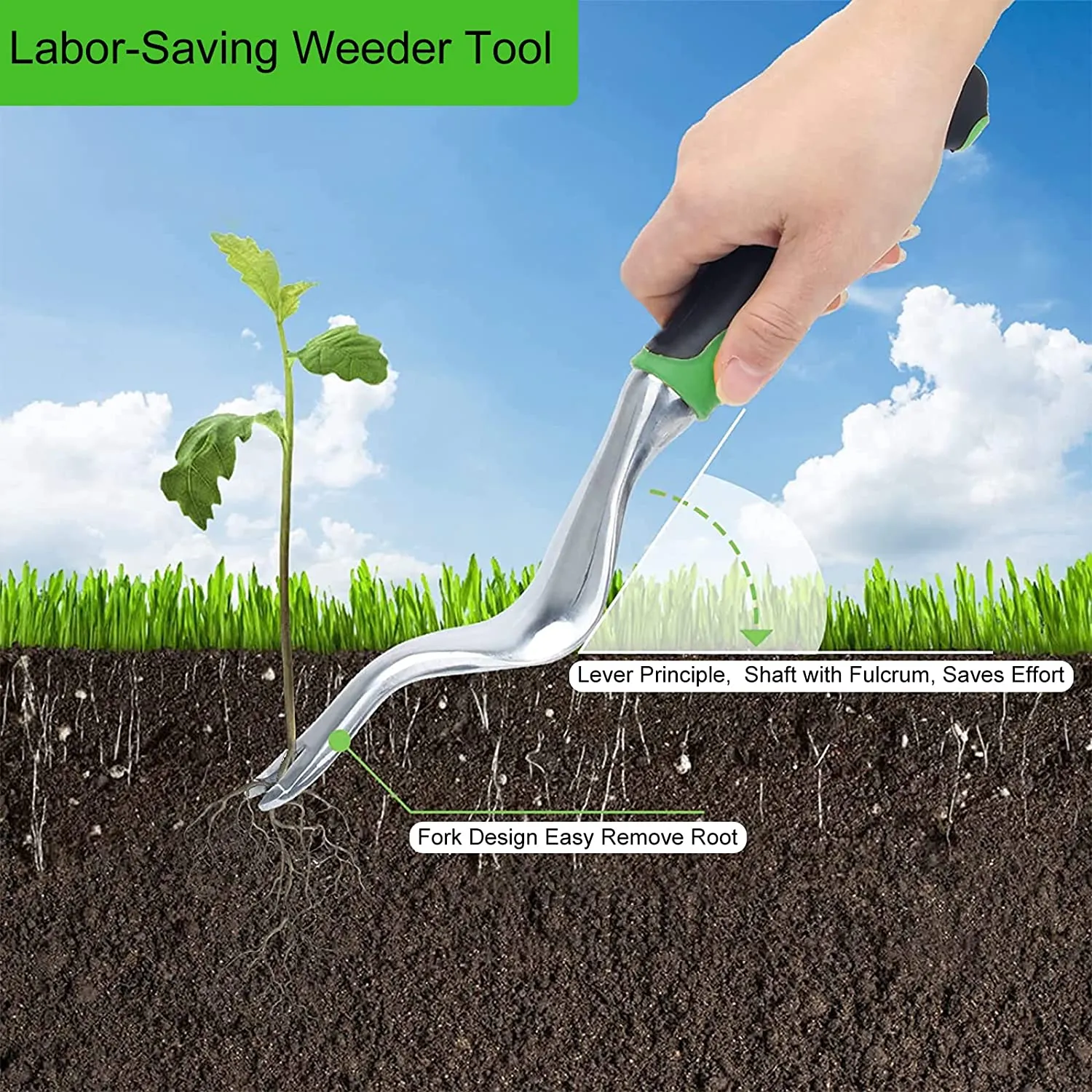 Beauty HAO  Manual Weed Puller Tool, Garden Hoe Tool Short Handle Easy Weeding and Soil Loosening, Hand Weeder Tool Set, Weeding Hollow Hoe, Manual Weed Remover Tools, Weed Pulling Tools Set for Garden