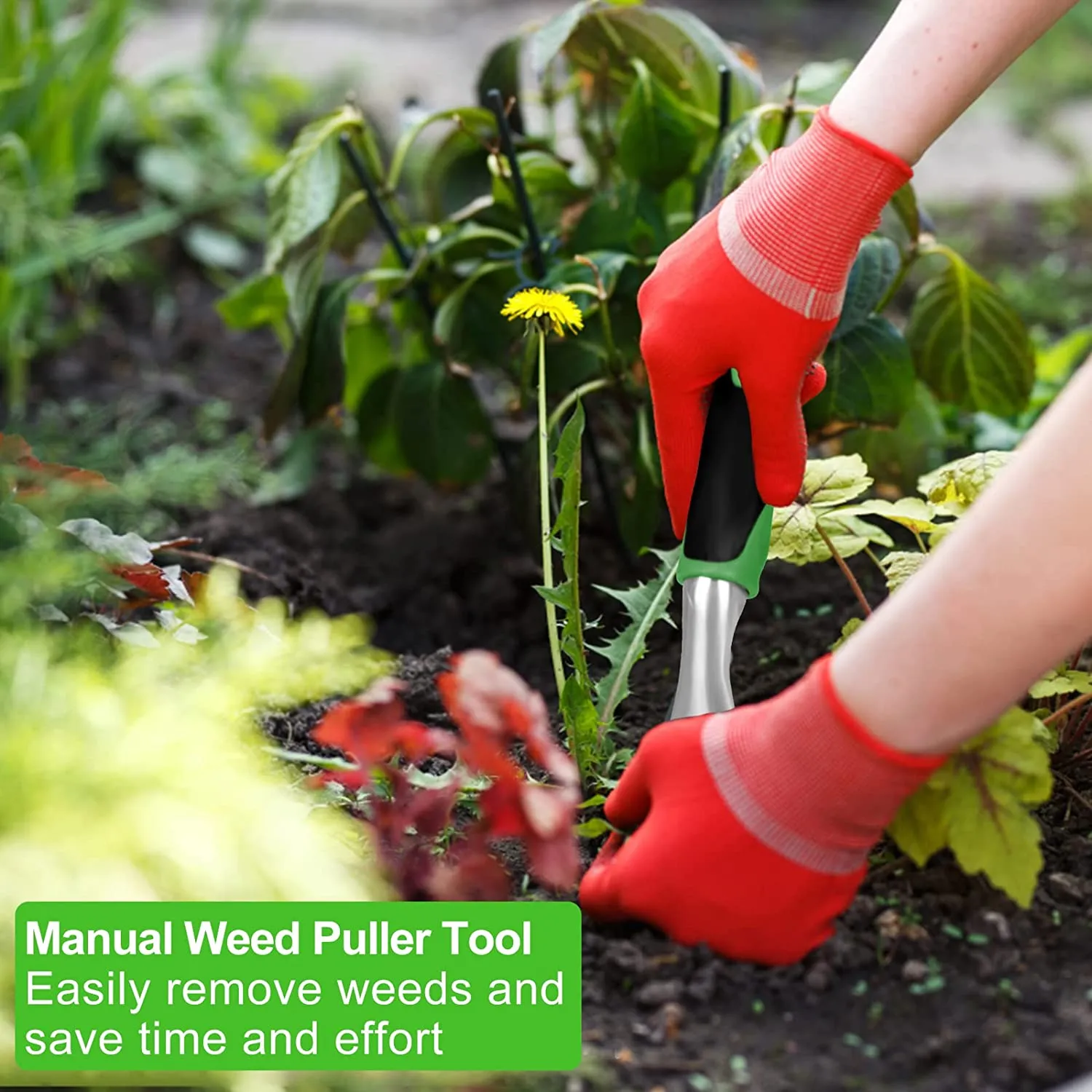 Beauty HAO  Manual Weed Puller Tool, Garden Hoe Tool Short Handle Easy Weeding and Soil Loosening, Hand Weeder Tool Set, Weeding Hollow Hoe, Manual Weed Remover Tools, Weed Pulling Tools Set for Garden