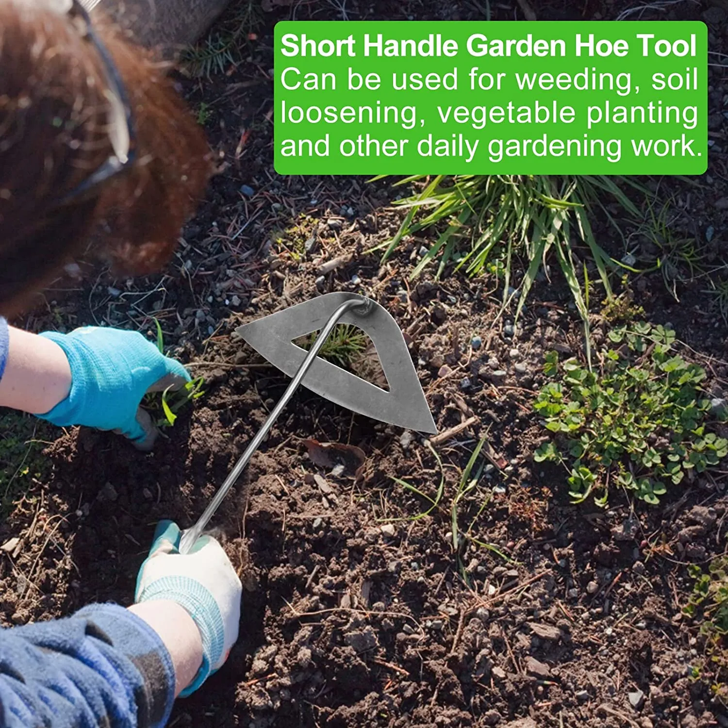 Beauty HAO  Manual Weed Puller Tool, Garden Hoe Tool Short Handle Easy Weeding and Soil Loosening, Hand Weeder Tool Set, Weeding Hollow Hoe, Manual Weed Remover Tools, Weed Pulling Tools Set for Garden